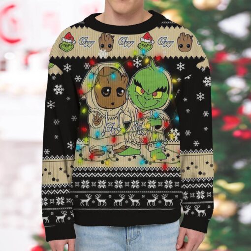George Washington Colonials Baby Groot And Grinch Best Friends Ugly Christmas Sweatshirt & Sweater