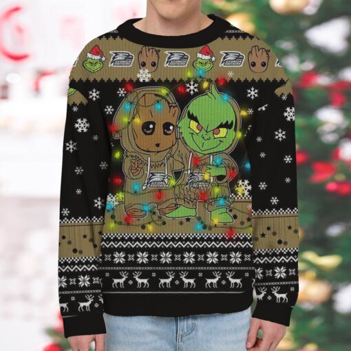 NCAA Georgia Southern Eagles Baby Groot And Grinch Best Friends Ugly Christmas Sweatshirt & Sweater