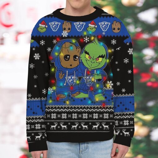 NCAA Georgia State Panthers Baby Groot And Grinch Best Friends Ugly Christmas Sweatshirt & Sweater