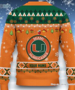 NCAA Miami Hurricanes HO HO HO Ugly Christmas Sweater and Sweatshirt NCAA Miami Hurricanes HO HO HO Ugly Christmas Sweater and Sweatshirt