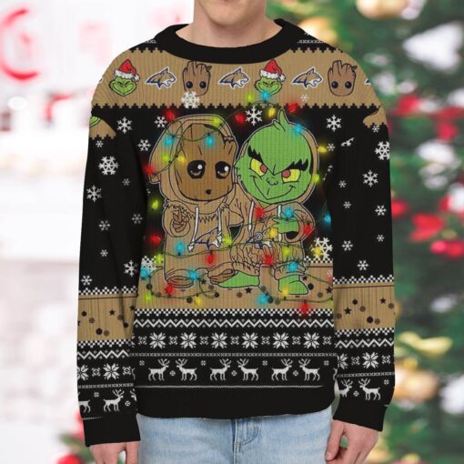 Montana State Bobcats Baby Groot And Grinch Best Friends Ugly Christmas Sweatshirt & Sweater