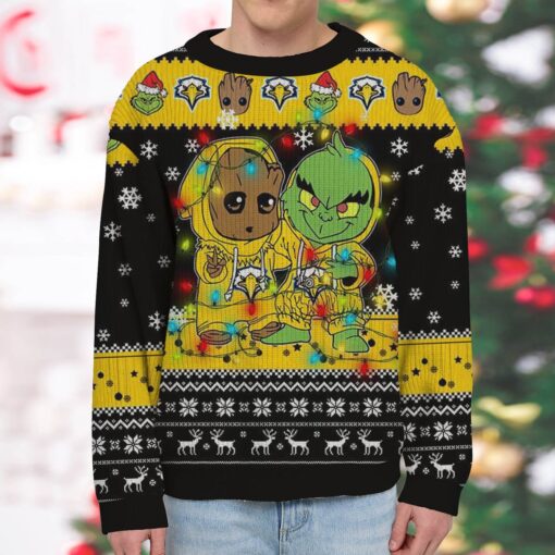 NCAA Morehead State Eagles Baby Groot And Grinch Best Friends Ugly Christmas Sweatshirt & Sweater