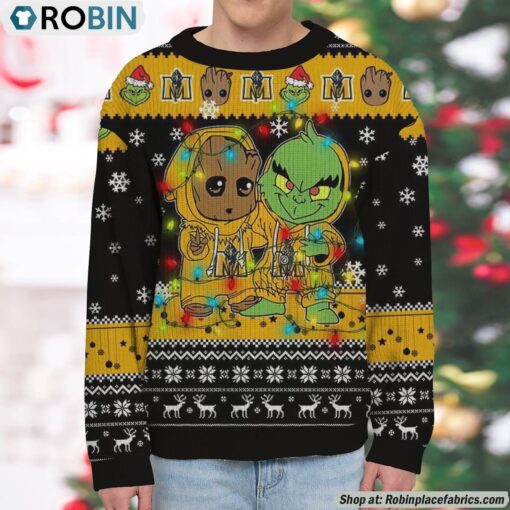 NCAA Murray State Racers Baby Groot And Grinch Best Friends Ugly Christmas Sweatshirt & Sweater
