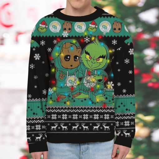 NCAA Norfolk State Spartans Baby Groot And Grinch Best Friends Ugly Christmas Sweatshirt & Sweater