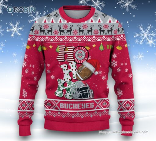 NCAA Ohio State Buckeyes HO HO HO Ugly Christmas Sweater and Sweatshirt