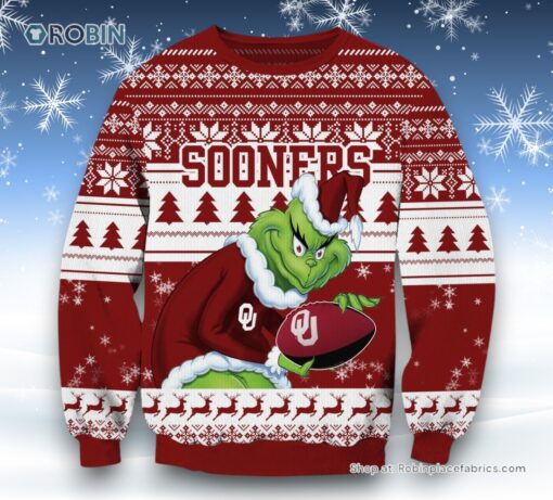 NCAA Oklahoma Sooners Grinch Christmas Ugly Sweater and Sweatshirt