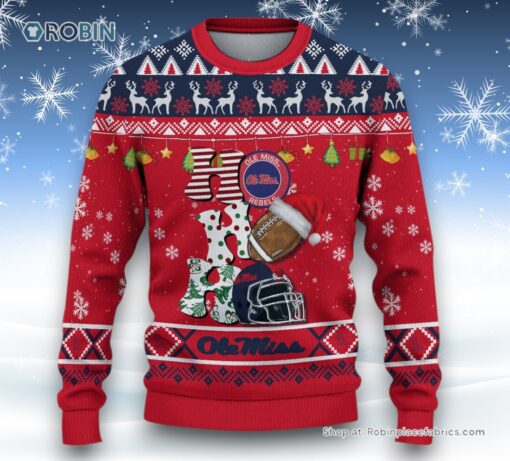 NCAA Ole Miss Rebels HO HO HO Ugly Christmas Sweater and Sweatshirt