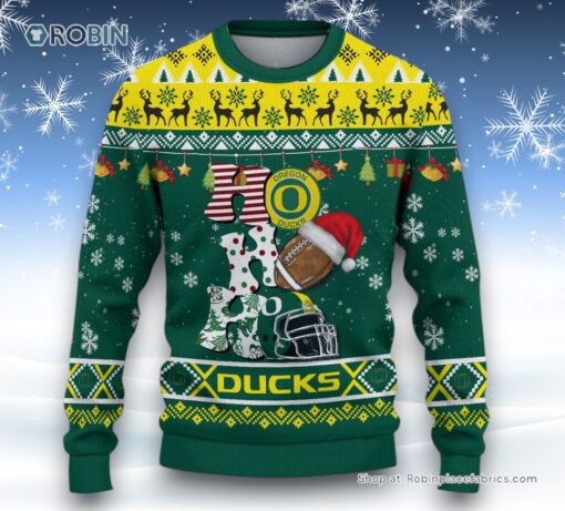 NCAA Oregon Ducks HO HO HO Ugly Christmas Sweater and Sweatshirt