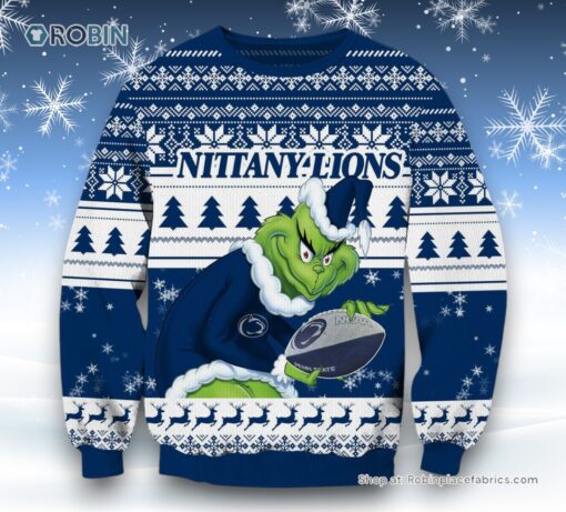 NCAA Penn State Nittany Lions Grinch Christmas Ugly Sweater and Sweatshirt