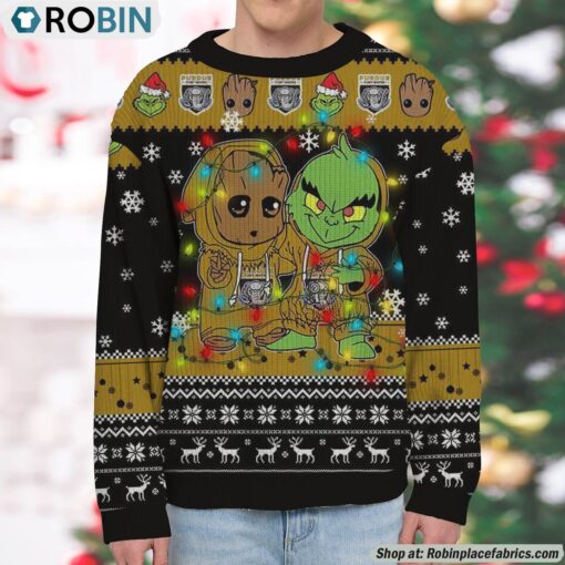 NCAA PFW Mastodons Baby Groot And Grinch Best Friends Ugly Christmas Sweatshirt & Sweater