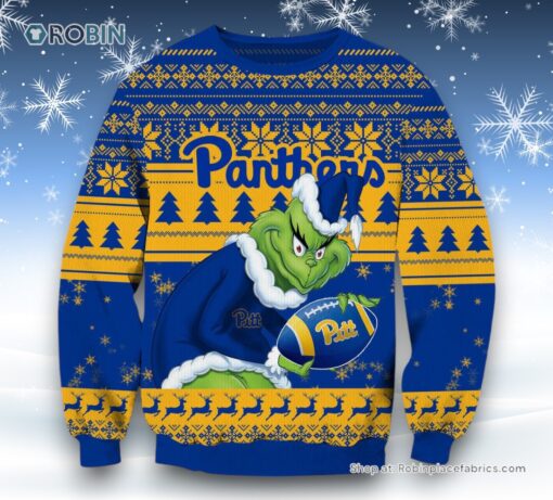 NCAA Pittsburgh Panthers Grinch Christmas Ugly Sweater and Sweatshirt