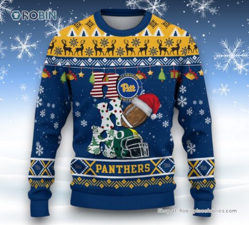 NCAA Pittsburgh Panthers HO HO HO Ugly Christmas Sweater and Sweatshirt