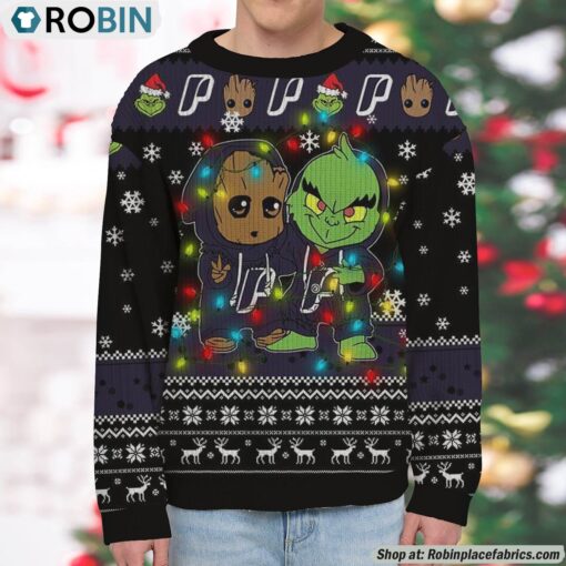 NCAA Portland Pilots Baby Groot And Grinch Best Friends Ugly Christmas Sweatshirt & Sweater