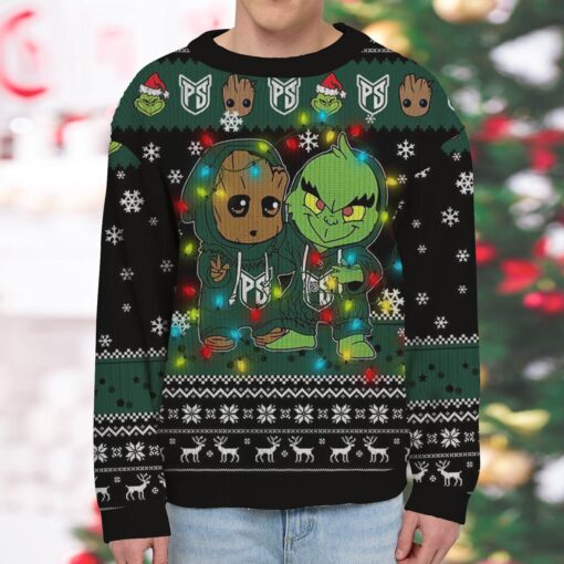NCAA Portland State Vikings Baby Groot And Grinch Best Friends Ugly Christmas Sweatshirt & Sweater