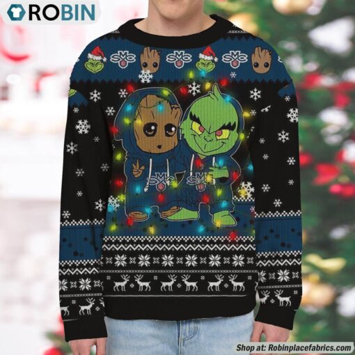 NCAA Saint Mary’s Gaels Baby Groot And Grinch Best Friends Ugly Christmas Sweatshirt & Sweater