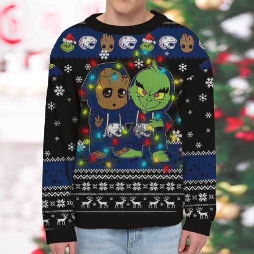 NCAA South Alabama Jaguars Baby Groot And Grinch Best Friends Ugly Christmas Sweatshirt & Sweater