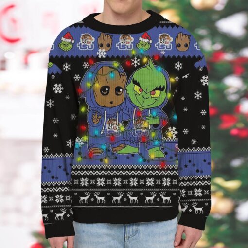 NCAA Tennessee State Tigers Baby Groot And Grinch Best Friends Ugly Christmas Sweatshirt & Sweater
