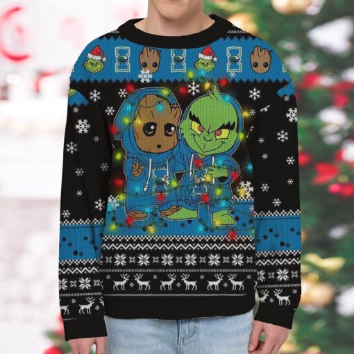 Texas A&M-Corpus Christi Islanders Baby Groot And Grinch Best Friends Ugly Christmas Sweatshirt & Sweater