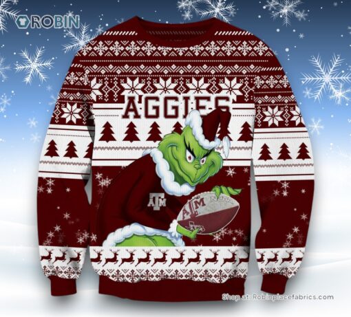 NCAA Texas A_M Aggies Grinch Christmas Ugly Sweater and Sweatshirt
