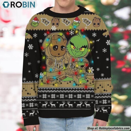 NCAA UCF Knights Baby Groot And Grinch Best Friends Ugly Christmas Sweatshirt & Sweater