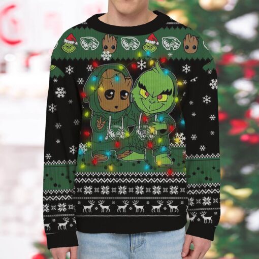 NCAA Utah Valley Wolverines Baby Groot And Grinch Best Friends Ugly Christmas Sweatshirt & Sweater