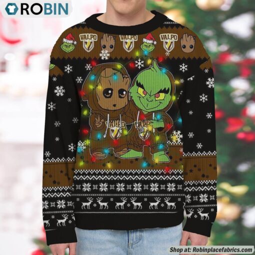 NCAA Valparaiso Beacons Baby Groot And Grinch Best Friends Ugly Christmas Sweatshirt & Sweater
