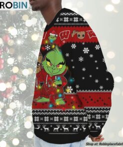 NCAA Wisconsin Badgers Baby Groot And Grinch Best Friends Ugly Christmas Sweatshirt & Sweater NCAA Wisconsin Badgers Baby Groot And Grinch Best Friends Ugly Christmas Sweatshirt & Sweater