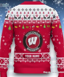 NCAA Wisconsin Badgers HO HO HO Ugly Christmas Sweater and Sweatshirt