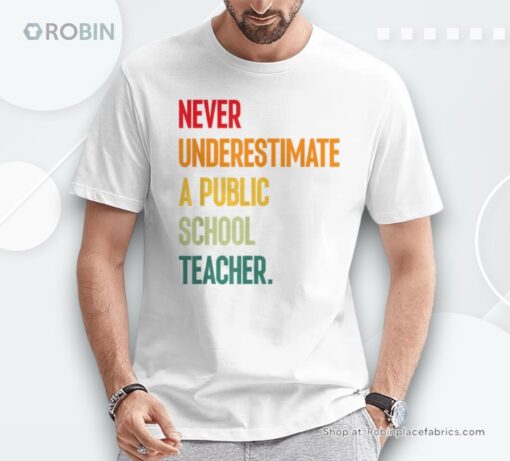 Never Underestimate A Public School Teacher Coach Quote Shirt