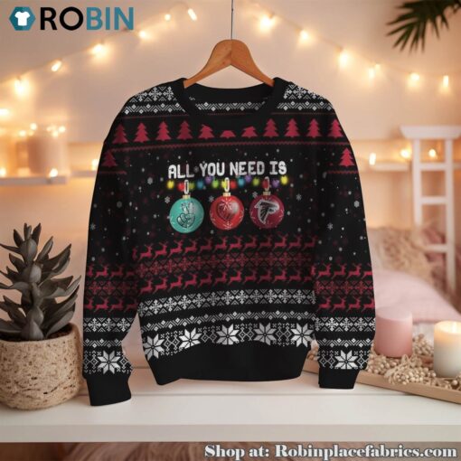 NFL All You Need Is Peace Love And Atlanta Falcons Ugly Christmas Sweatshirt, Sweater