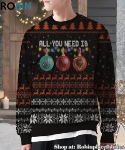 NFL All You Need Is Peace Love And Chicago Bears Ugly Christmas Sweatshirt, Sweater