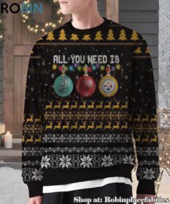 NFL All You Need Is Peace Love And Pittsburgh Steelers Ugly Christmas Sweatshirt, Sweater