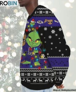NFL Baltimore Ravens Baby Groot And Grinch Best Friends Ugly Christmas Sweatshirt & Sweater