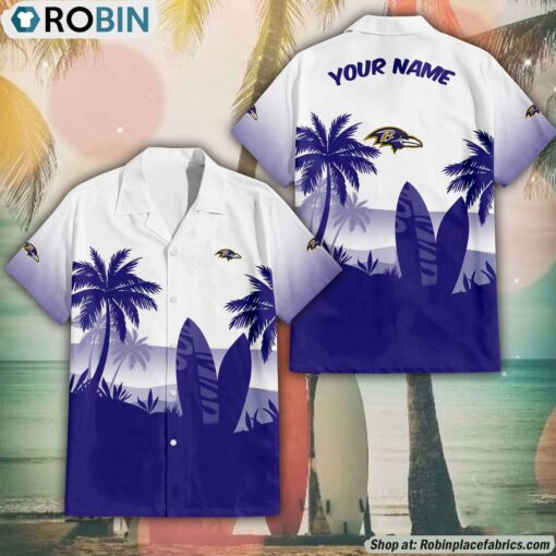 NFL Baltimore Ravens Summer Coconut Tree Pattern Aloha Shirt