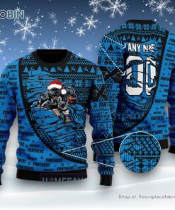 NFL Carolina Panthers Mascot Woolen Christmas Full Print Sweater and Sweatshirt