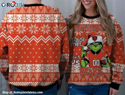 NFL Chicago Bears Grinch They Hate Us Because Aint US Sweatshirt, Sweater