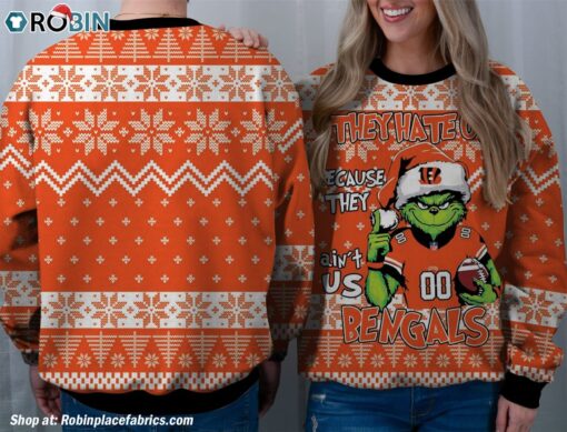 NFL Cincinnati Bengals Grinch They Hate Us Because Aint US Sweatshirt, Sweater