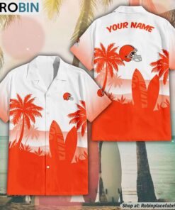 NFL Cleveland Browns Summer Coconut Tree Pattern Aloha Shirt