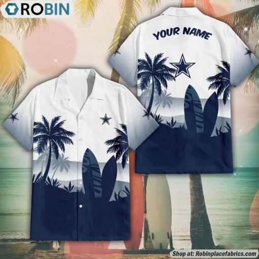 NFL Dallas Cowboys Summer Coconut Tree Pattern Hawaiian Shirt
