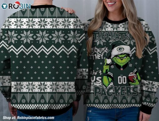 NFL Green Bay Packers Grinch They Hate Us Because Aint US Sweatshirt, Sweater