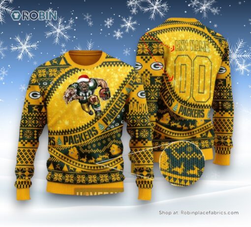 NFL Green Bay Packers Mascot Woolen Christmas Full Print Sweater and Sweatshirt