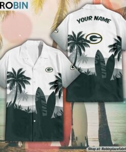 NFL Green Bay Packers Summer Coconut Tree Pattern Aloha Shirt NFL Green Bay Packers Summer Coconut Tree Pattern Aloha Shirt