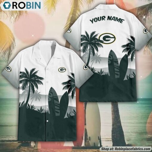 NFL Green Bay Packers Summer Coconut Tree Pattern Aloha Shirt