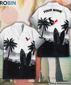 NFL Houston Texans Summer Coconut Tree Pattern Aloha Shirt