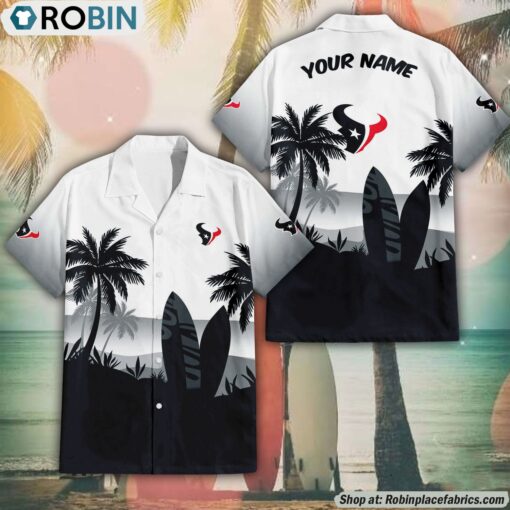 NFL Houston Texans Summer Coconut Tree Pattern Aloha Shirt