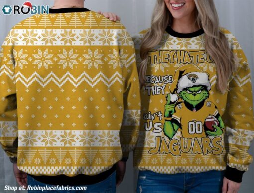 NFL Jacksonville Jaguars Grinch They Hate Us Because Aint US Sweatshirt, Sweater