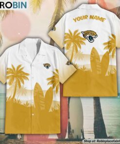 NFL Jacksonville Jaguars Summer Coconut Tree Pattern Aloha Shirt