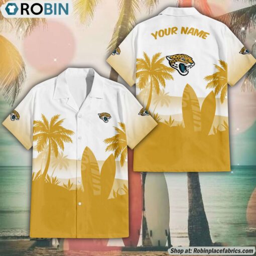 NFL Jacksonville Jaguars Summer Coconut Tree Pattern Aloha Shirt