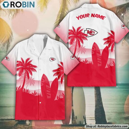 NFL Kansas City Chiefs Summer Coconut Tree Pattern Aloha Shirt