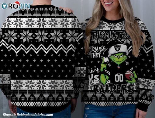 NFL Las Vegas Raiders Grinch They Hate Us Because Aint US Sweatshirt, Sweater
